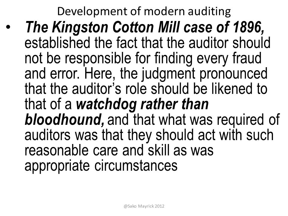 The following wordings in the judgement(as regards auditors' duty) relates to which case?